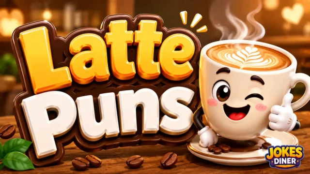 Cozy coffee thumbnail featuring Latte Puns with a cheerful latte cup mascot